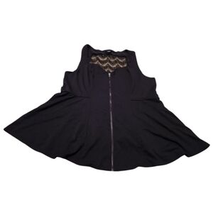 Women's 2X Torrid Black Peplum Zip Lace Inset Sleeveless Top